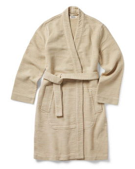flatlay of The Apres Robe in Natural Sashiko, shown in full, Accessories by Taylor Stitch