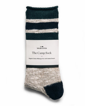 material shot of the packaging on The Camp Sock in Heather Grey, Accessories by Taylor Stitch