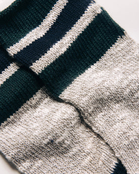 material shot of the stripes on The Camp Sock in Heather Grey, Accessories by Taylor Stitch