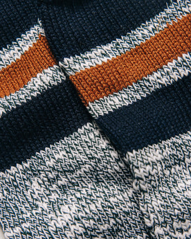 material shot of the stripes on The Camp Sock in Heather Olive, Accessories by Taylor Stitch