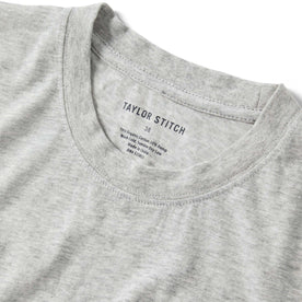 material shot of the collar on The Cotton Hemp Tee in Heather Grey