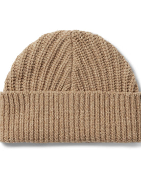 flatlay of The Fisherman Beanie in Camel, Accessories by Taylor Stitch