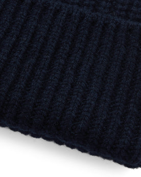material shot of the rib on The Fisherman Beanie in Dark Navy, Accessories by Taylor Stitch
