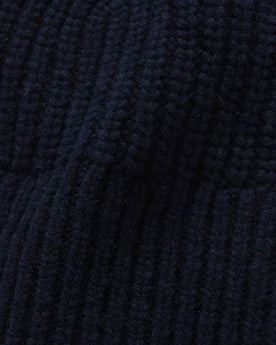 material shot of the material on The Fisherman Beanie in Dark Navy, Accessories by Taylor Stitch