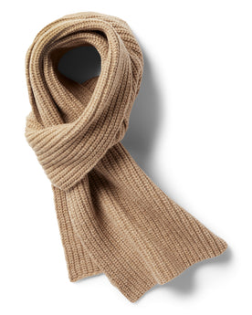 flatlay of The Fisherman Scarf in Camel, Accessories by Taylor Stitch