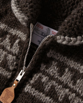 material shot of the zipper on The Seawall Hand-Knit Sweater in Mahogany, Knits by Taylor Stitch