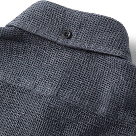 material shot of the back collar of The Jack in Coal Jaspe Waffle