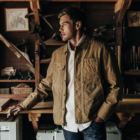 The Lined Longshore Jacket in Harvest Tan Waxed Canvas - featured image