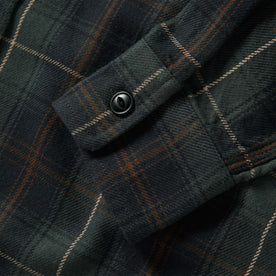 material shot of the cuff on The Moto Utility Shirt in Shale Plaid