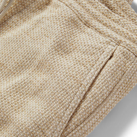 material shot of the pocket on The Apres Pant in Natural Sashiko 