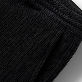 material shot of the pockets on The Apres Pant in Coal Waffle