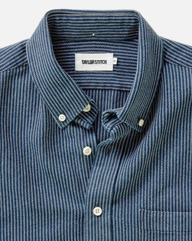 flatlay of The Jack in Roped Indigo, shown in full, Wovens by Taylor Stitch