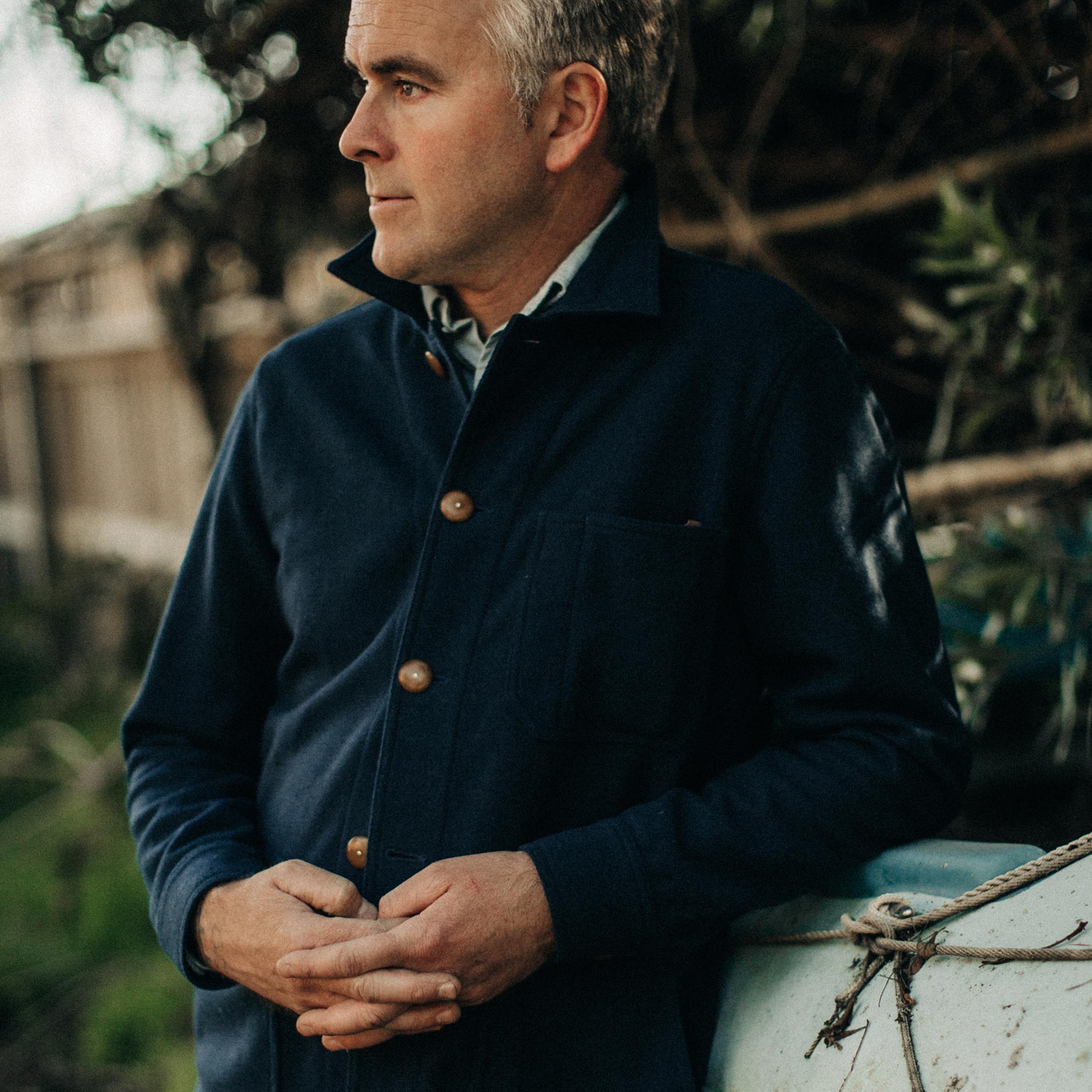 The Ojai Jacket in Navy Boiled Wool | Taylor Stitch