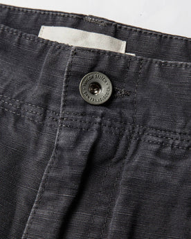 material shot of button, Bottoms by Taylor Stitch