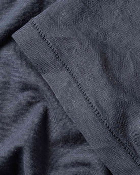 material shot of the sleeve on The Cotton Hemp Tee in Navy, Knits by Taylor Stitch