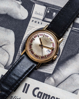 editorial image of The 1974 Timex Mercury Calendar Gold, Accessories by Taylor Stitch