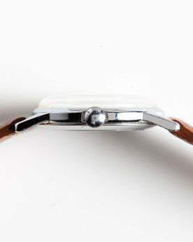 material shot of the side of the watchface on The 1966 Timex Mercury, Accessories by Taylor Stitch