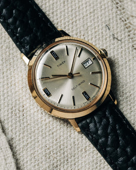 Close up of Timex 1970 Viscount, Accessories by Taylor Stitch