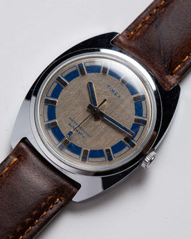 material shot of the watchface on The 1974 Timex Viscount M24, Accessories by Taylor Stitch