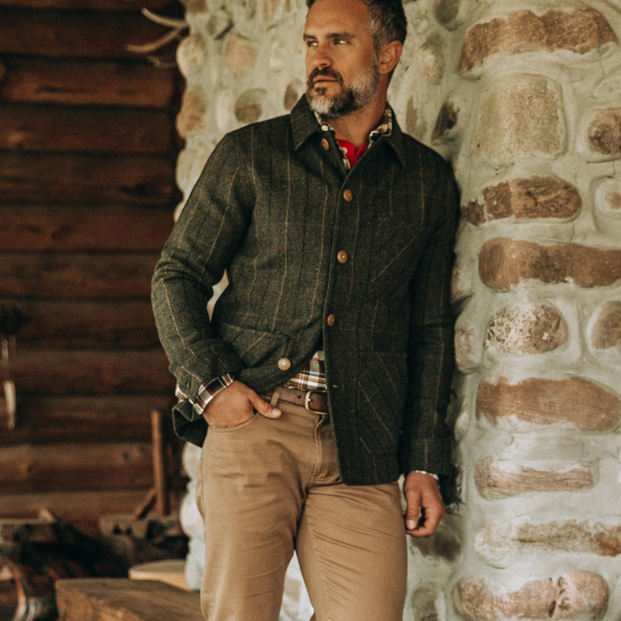 The Ojai Jacket in Olive Tweed Herringbone | Taylor Stitch