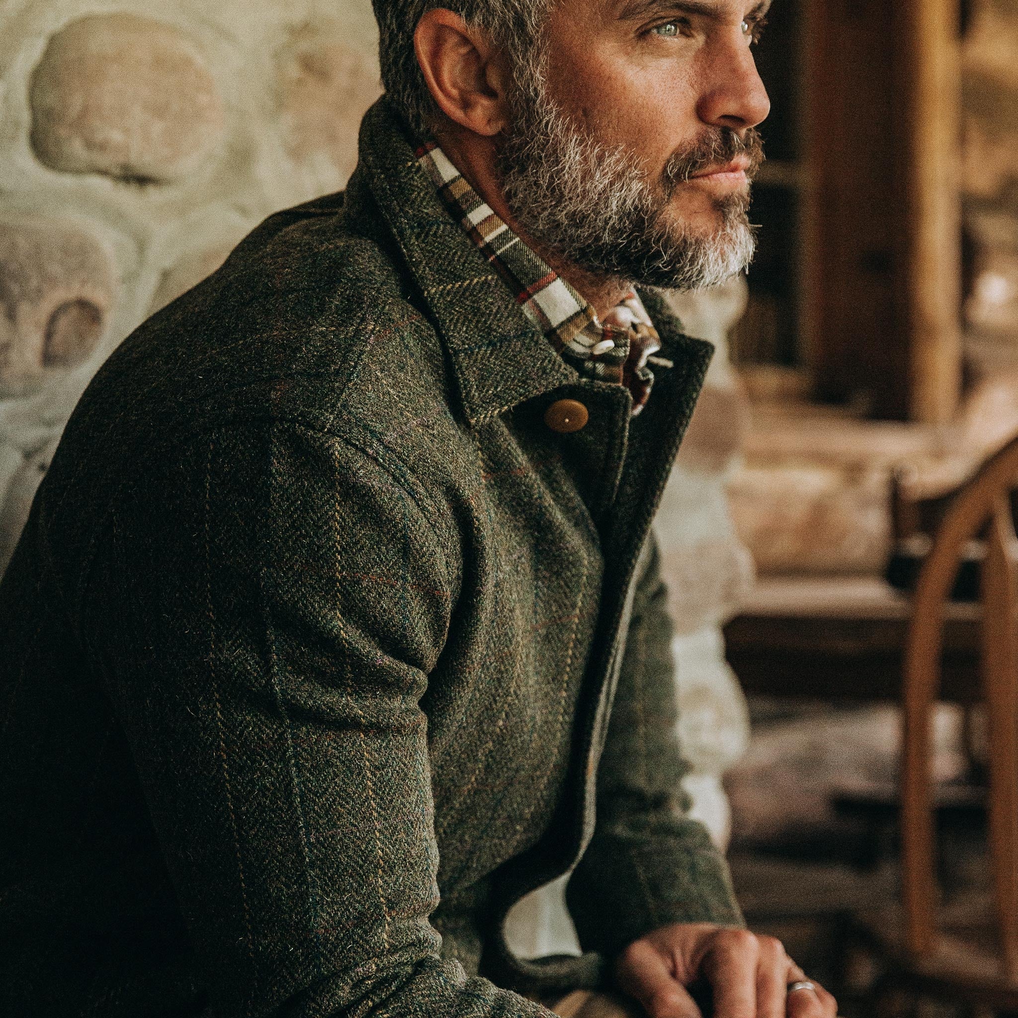The Ojai Jacket in Olive Tweed Herringbone | Taylor Stitch