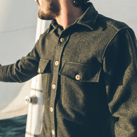 The Maritime Shirt Jacket in Moss Donegal Wool: Alternate Image 3