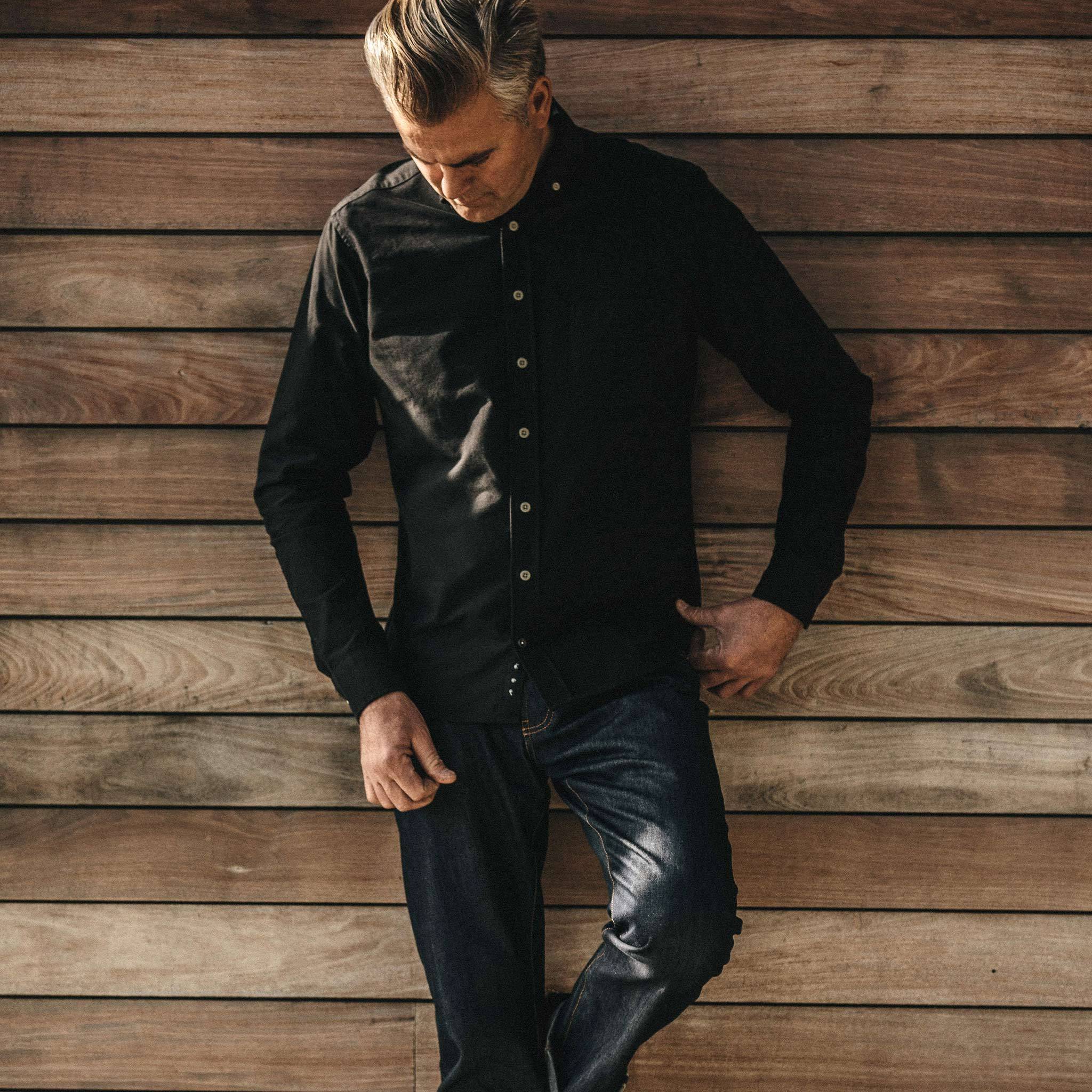 Black oxford dress shirt on sale