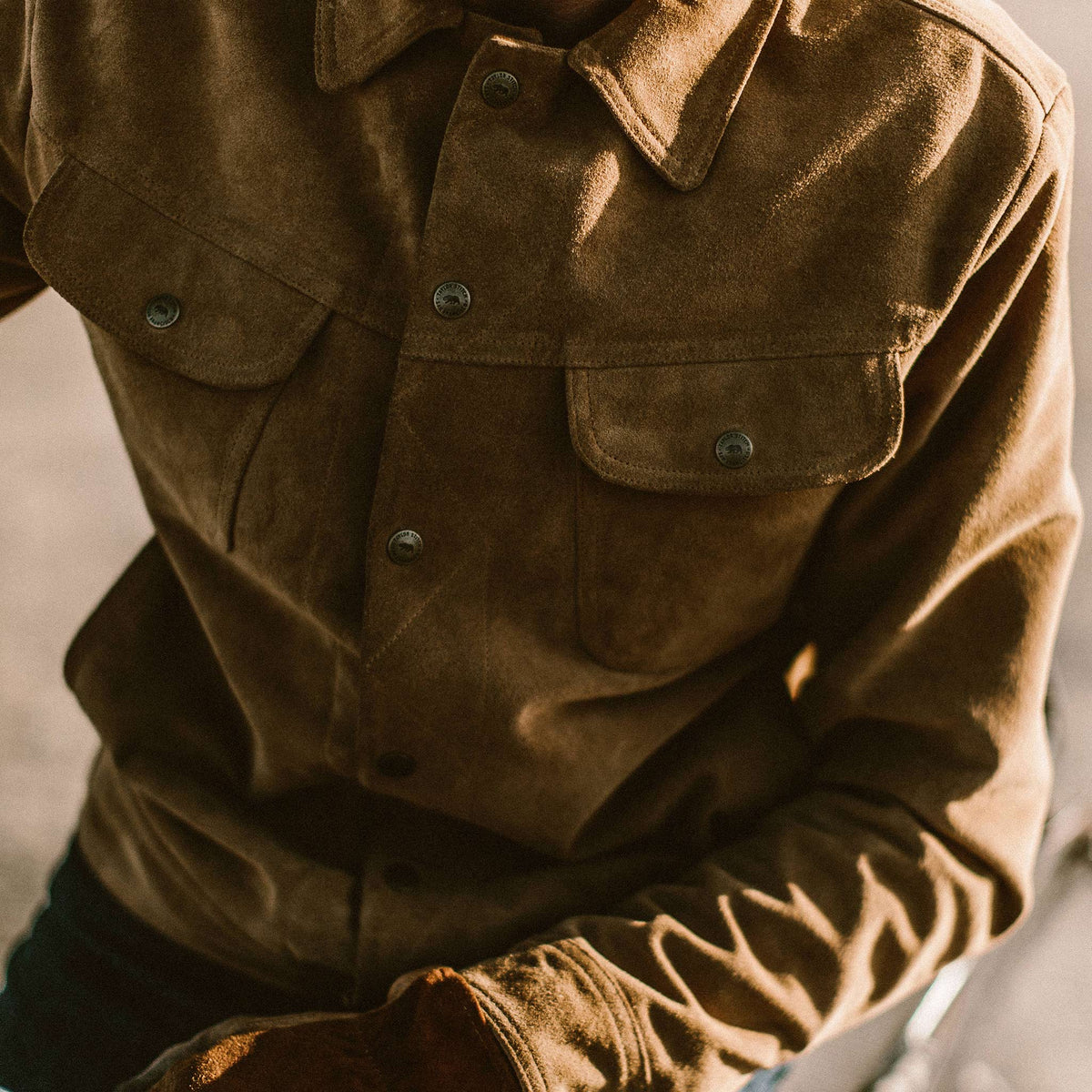 The Long Haul Jacket in Sand Weatherproof Suede | Men