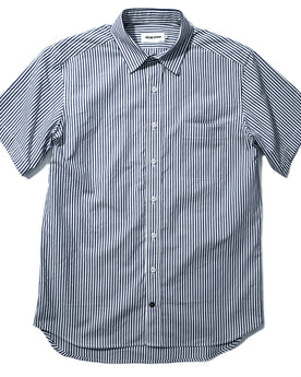 The Short Sleeve California in Navy Stripe Poplin: Featured Image, Wovens by Taylor Stitch