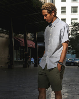 The Short Sleeve California in Navy Stripe Poplin: Alternate Image 1, Wovens by Taylor Stitch
