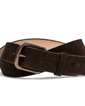 The Stitched Belt in Weatherproof Chocolate Suede: Featured Image, Accessories by Taylor Stitch