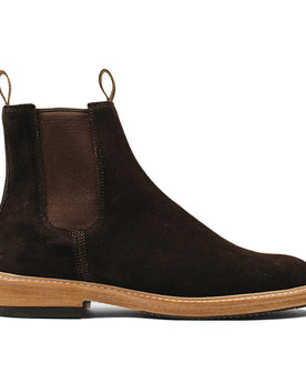 The Ranch Boot in Weatherproof Chocolate Suede: Featured Image, Footwear by Taylor Stitch