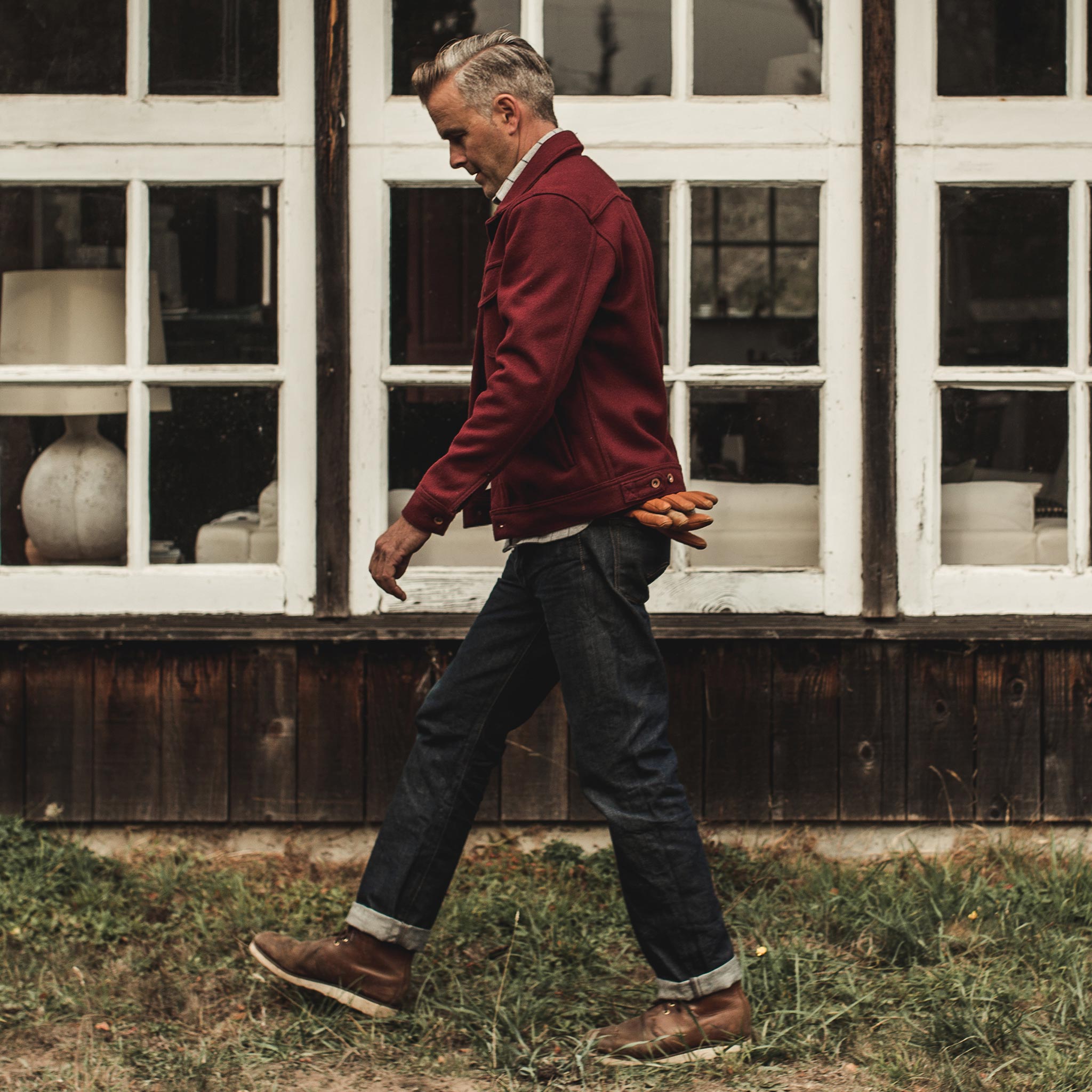 The Long Haul Jacket in Burgundy Melton Wool | Taylor Stitch