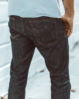 A back shot of the denim jeans, Denim by Taylor Stitch