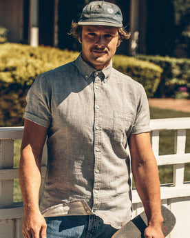 The Short Sleeve Jack in Heather Navy: Alternate Image 1, Wovens by Taylor Stitch