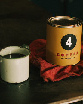 Four Coffee Tin - Sunday Motor Club Blend material shot, by Taylor Stitch