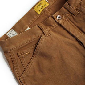 material shot of waistband of The Carpenter Pant in Cedar Boss Duck