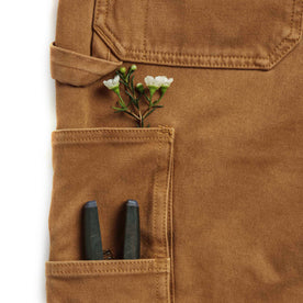 material shot of side pockets of The Carpenter Pant in Cedar Boss Duck