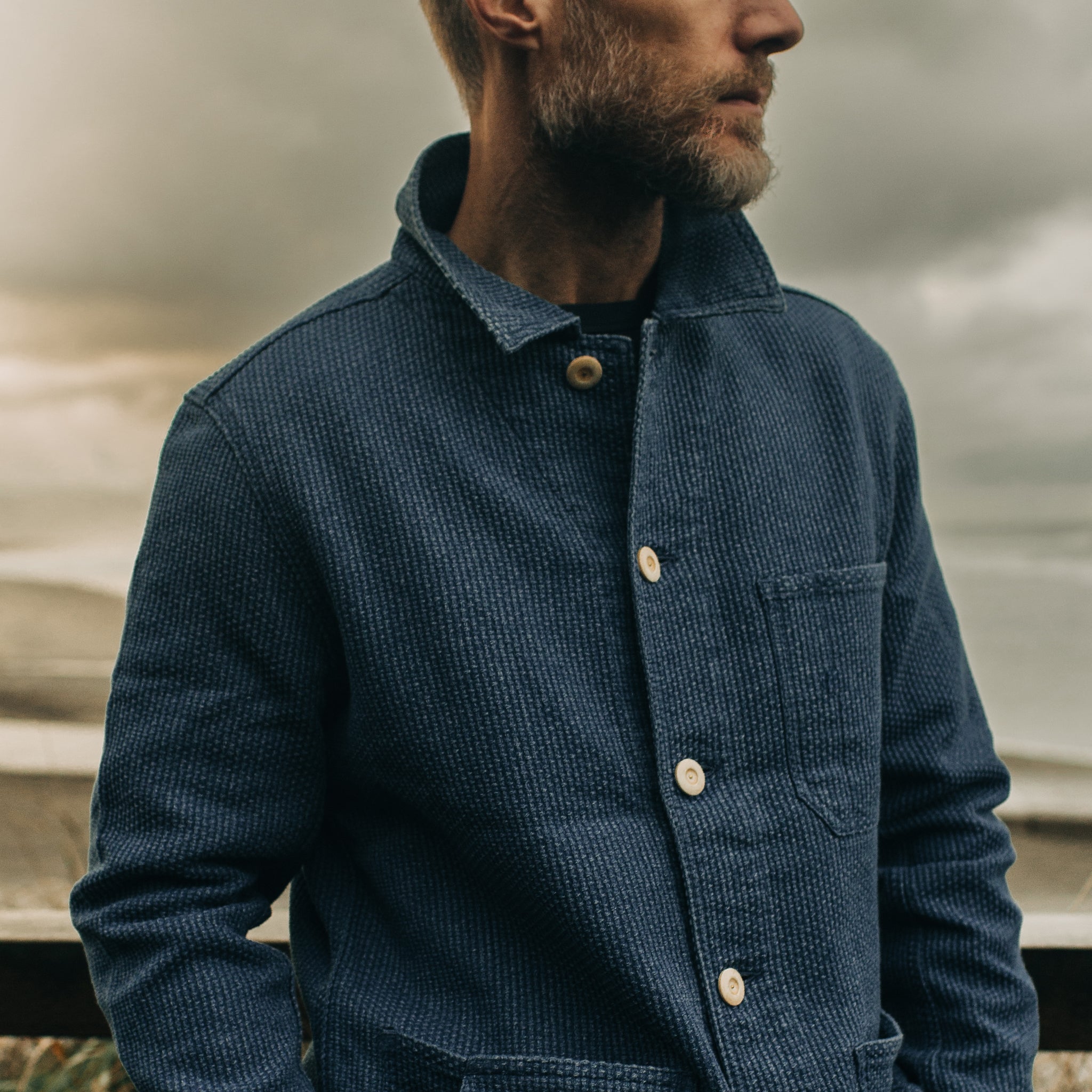 The Ojai Jacket in Washed Indigo Sashiko | Men's Archive | Taylor