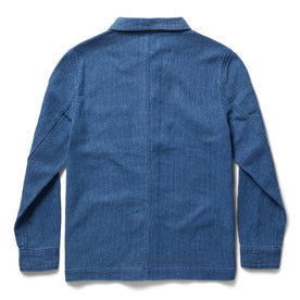 flatlay of The Ojai Jacket in Washed Indigo Sashiko, shown from the back