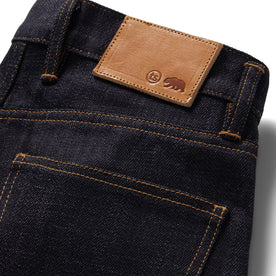 material shot of the logo patch on The Democratic Jean in Kuroki Welterweight Slub