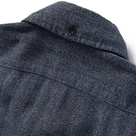 material shot of the back collar on The Jack in Navy Herringbone