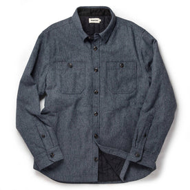 flatlay of The Lined Utility Shirt in Indigo and Slate Twill
