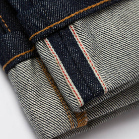 material shot of selvage detailing on cuff