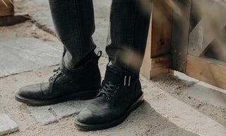 The Moto Boot in Black Weatherproof Nubuck