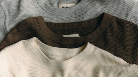 editorial flatlay of various waffle knits