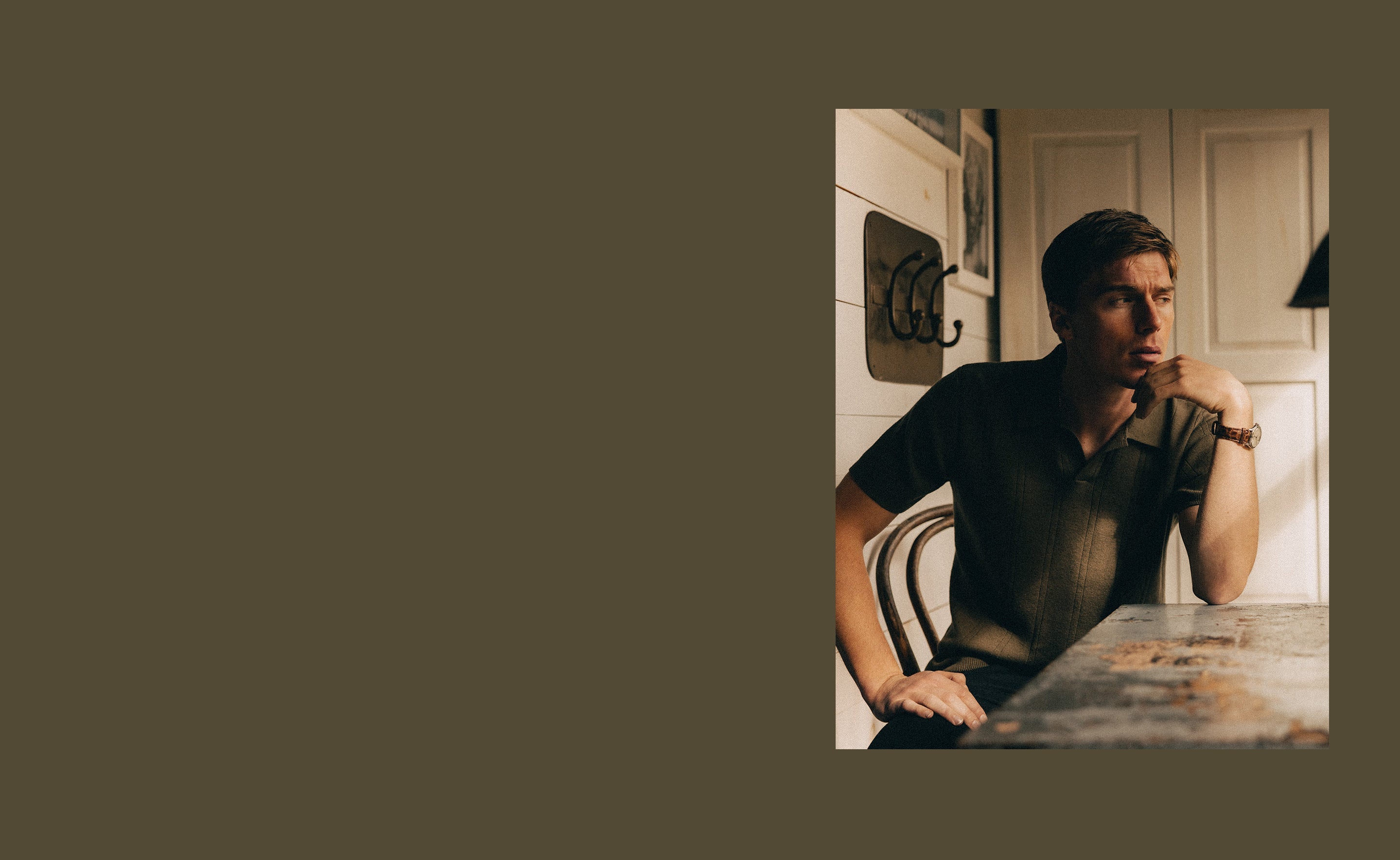 Spring 2026 - Model wearing The Valencia Sweater Polo