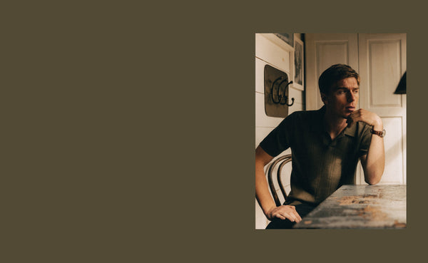 Spring 2026 - Model wearing The Valencia Sweater Polo