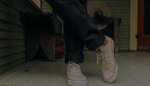 Model wearing The Foundation Pant, Taylor Stitch's version of the chino 