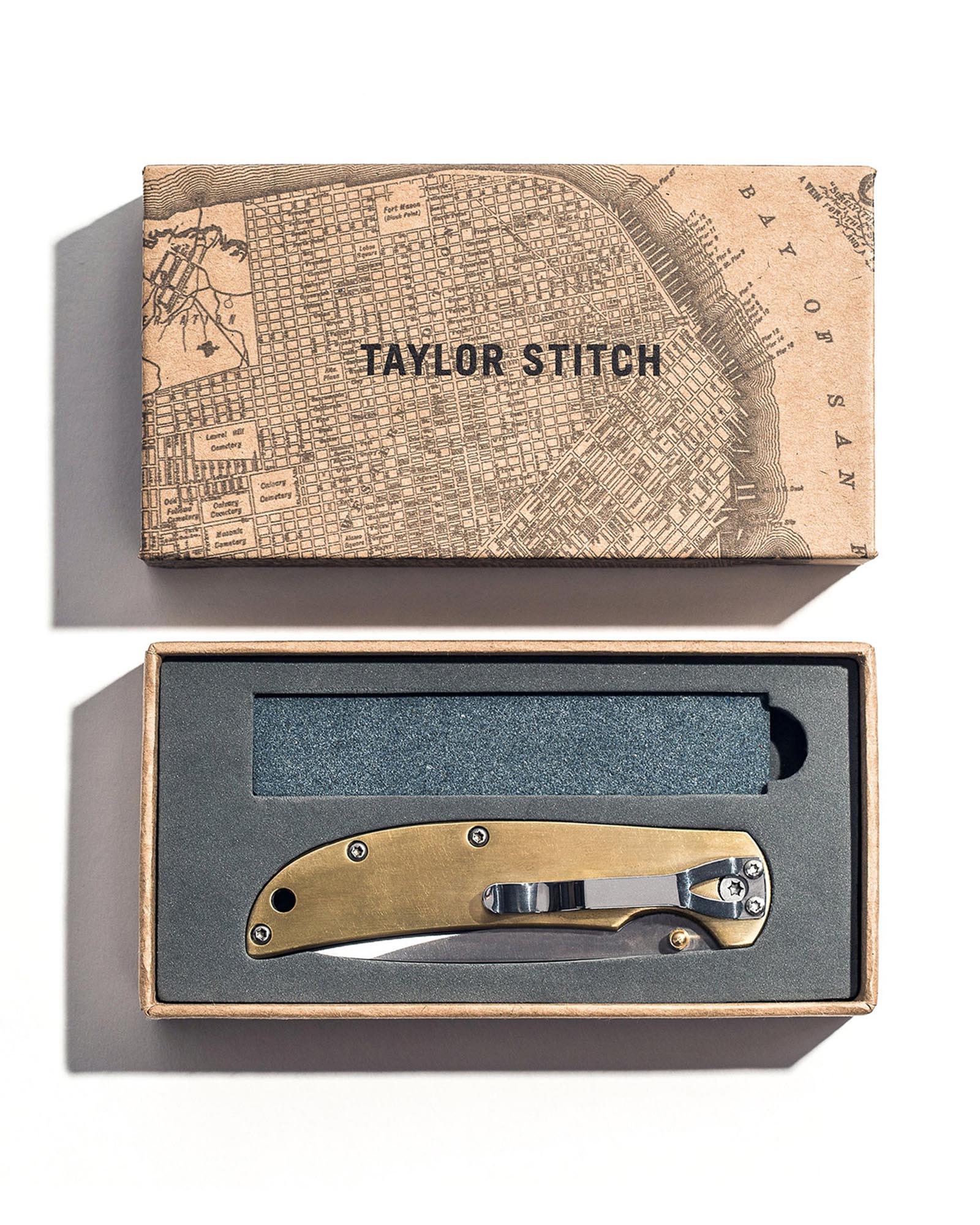 The Drop Point Knife in Brass in a box, Accessories by Taylor Stitch